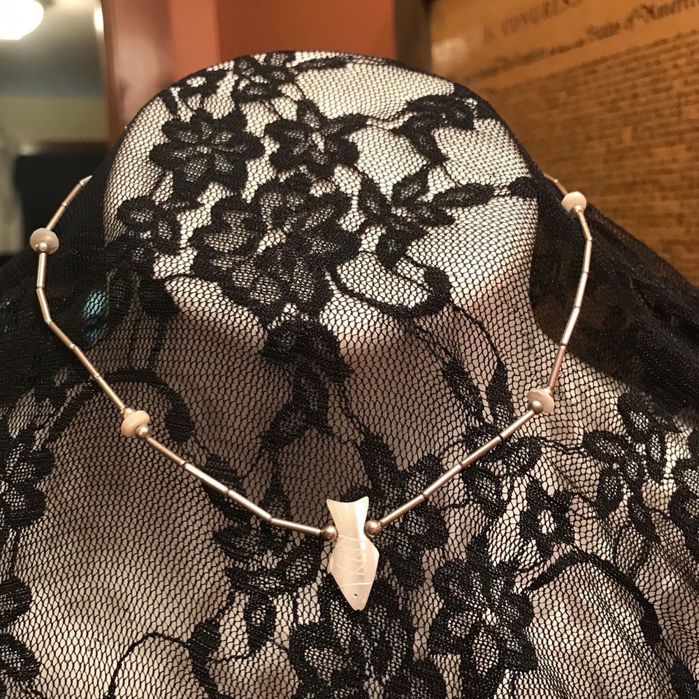 Mother of Pearl Fish Choker Style Necklace.
